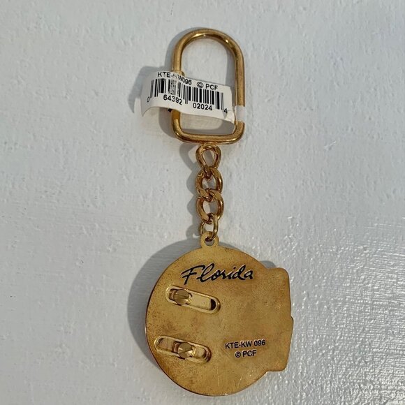 Key West Florida Moving Fish Keychain Metal Blue Gold Unique Swimming Fish Fob - Picture 2 of 7